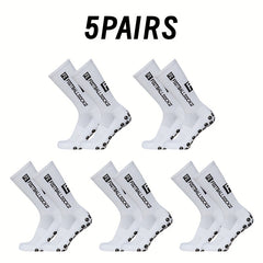 5 Pairs Non-Slip Mid-Calf Football Socks