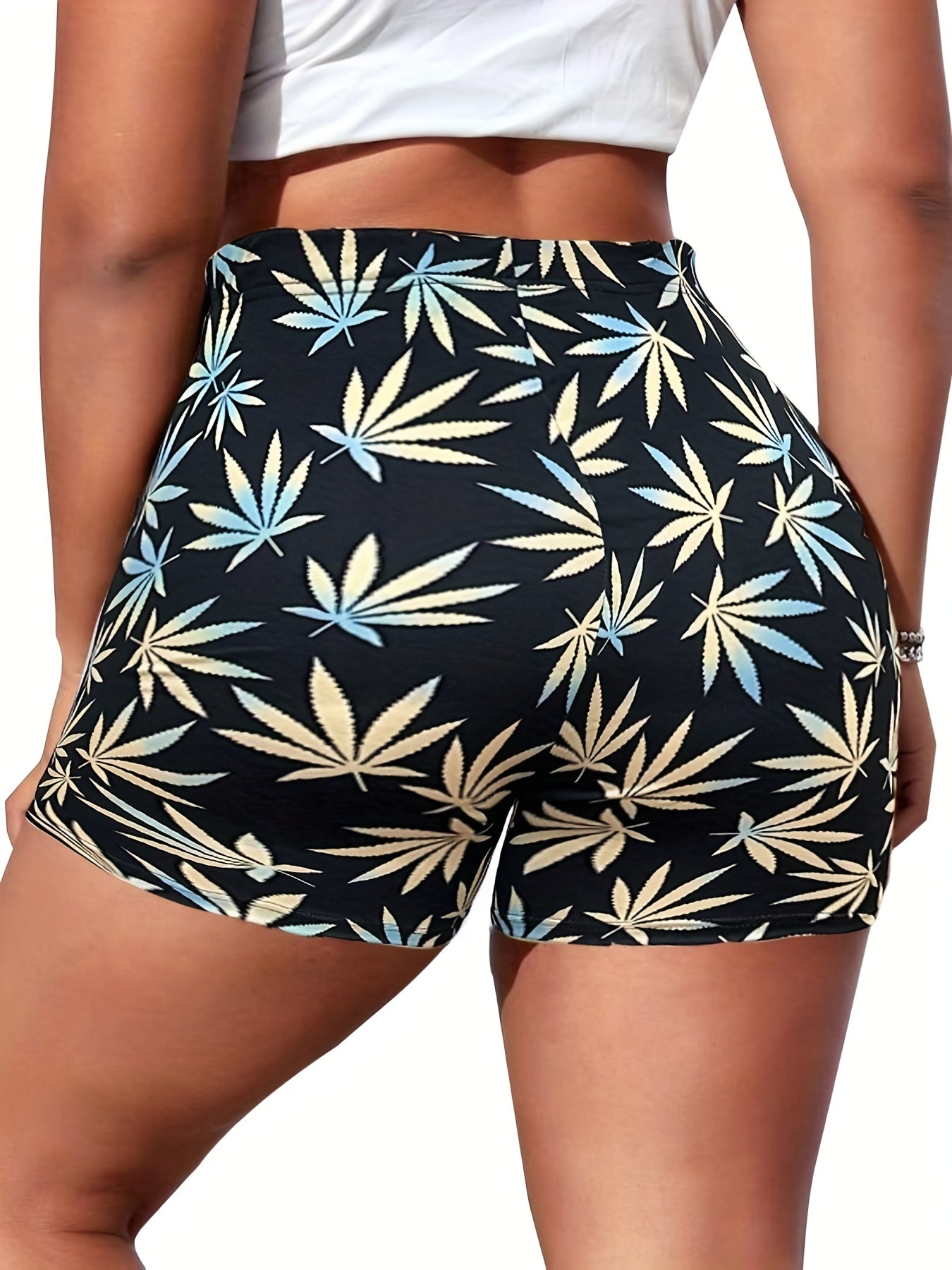  Butterfly Print High Rise Skinny Shorts