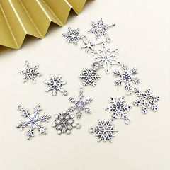 16pcs Snowflake Pattern Pendants for DIY Jewelry