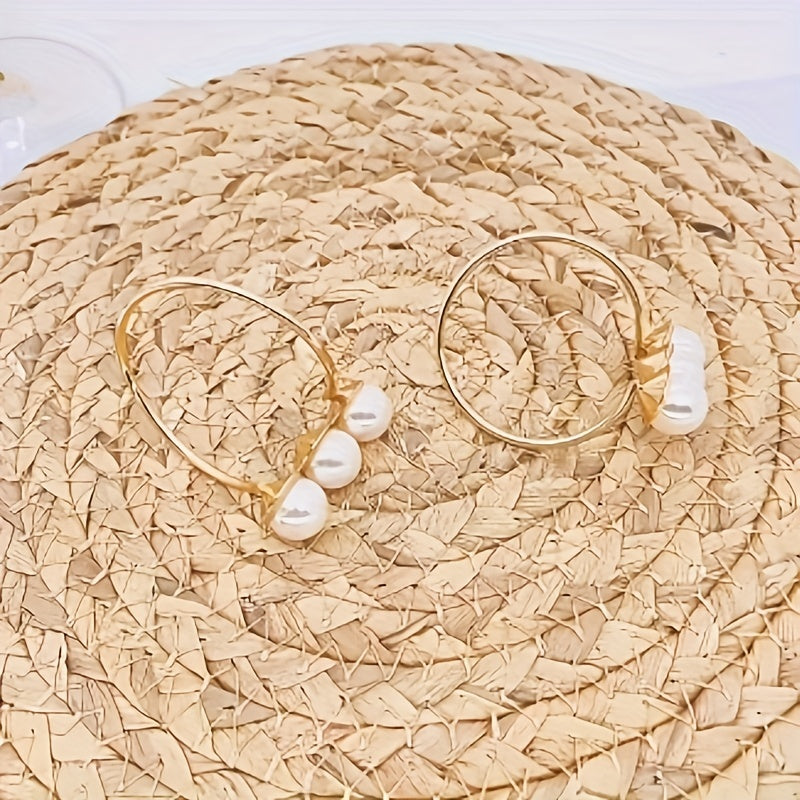 Golden Pearl Napkin Ring Solid Cast Iron Polished Metal Rings Carved Hollow