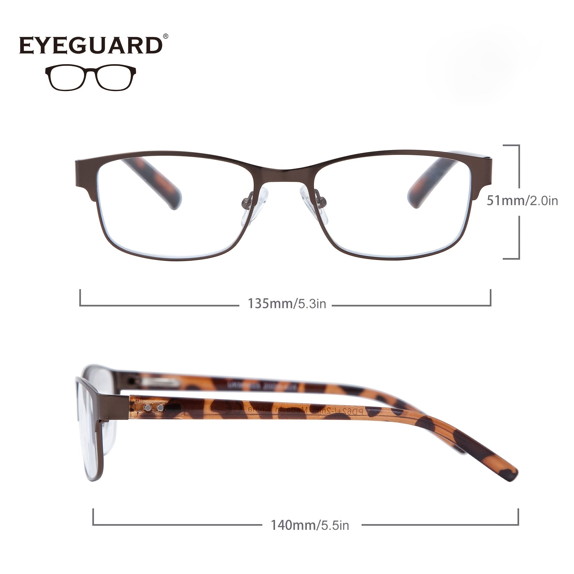 EYEGUARD Mens Reading Glasses Lightweight Metal Readers