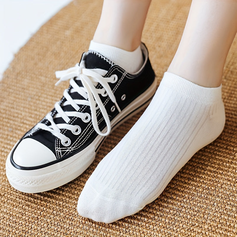 10 Pairs Ribbed Ankle Socks Women's Stockings