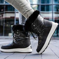Women's Waterproof High Top Snow Boots Fleece Winter Warm Shoes
