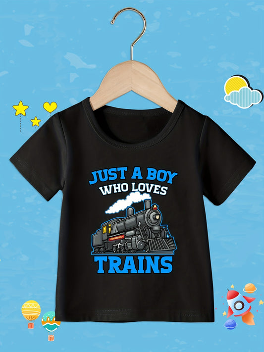 Toddler Boys' Train Lover Tee Comfort Fit Crew Neck Casual Summer Top