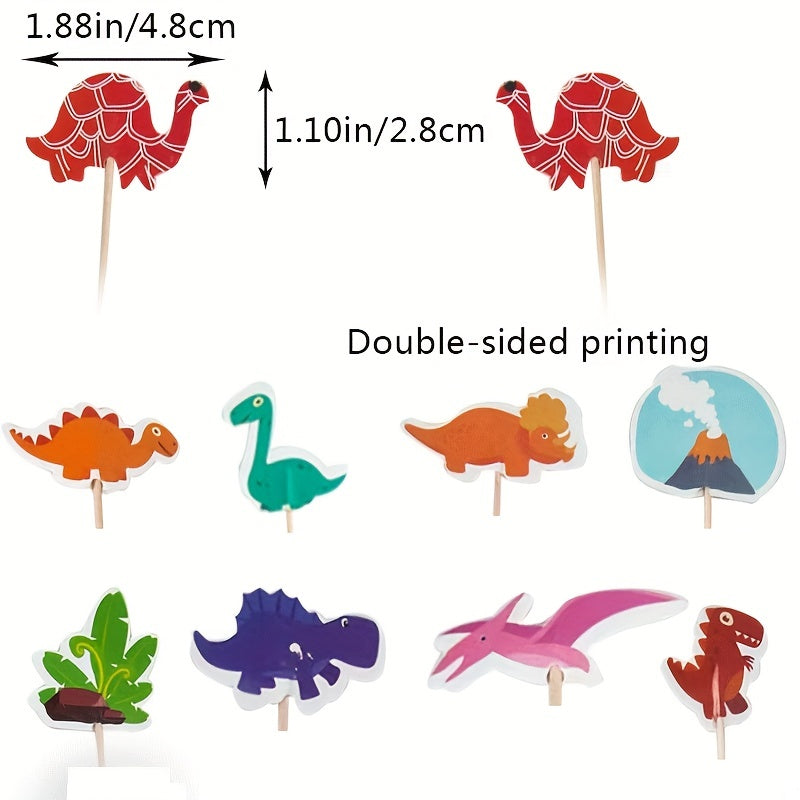 24pcs Dinosaur Park Cupcake Toppers Baby Shower Birthday Party Cake Decorations