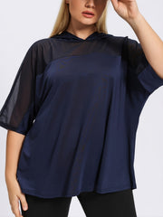  Mesh Short Sleeve Sports Top Semi Sheer Workout Top