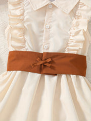 Toddler Girls Ruffle Trim Sleeveless Shirt Dress