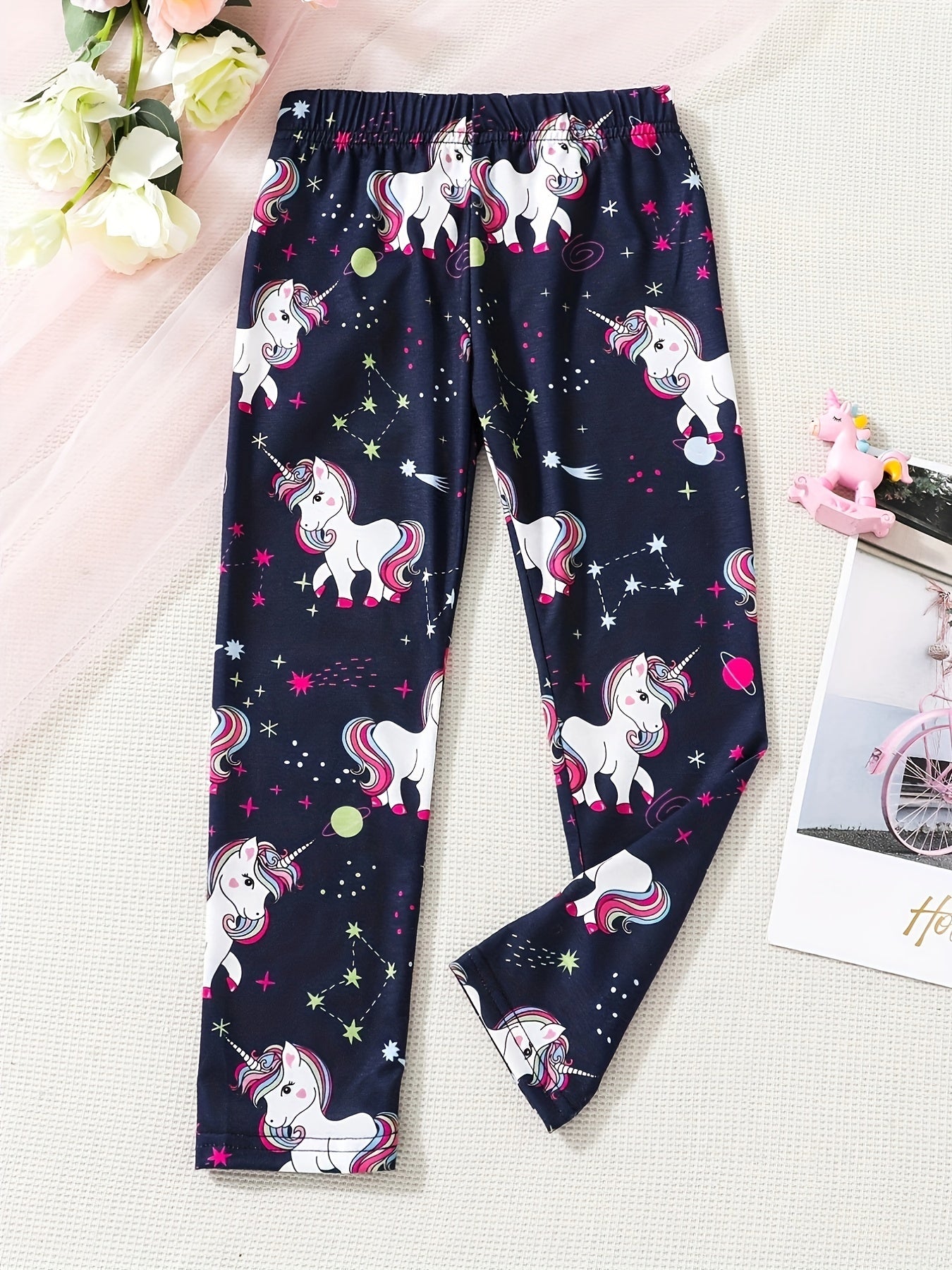 Kids Unicorn Graphic Elastic Waist Leggings