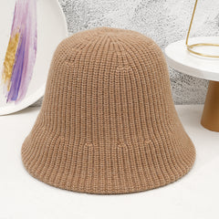 Knitted Solid Bucket Hat Casual Warm Bucket Hat Autumn And Winter