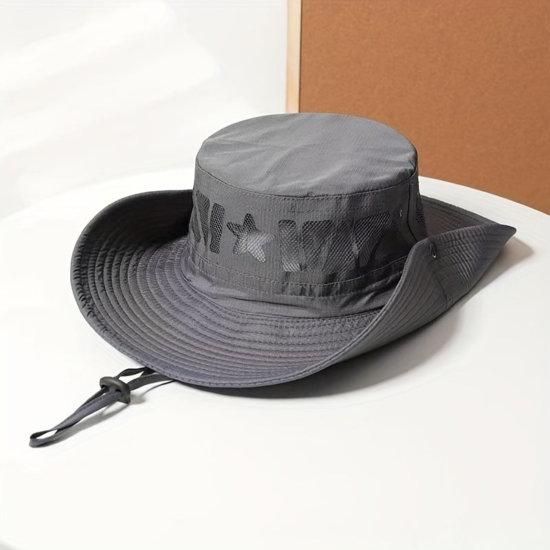 Hollow Breathable Bucket Hat With Star Pattern Sun Hat for Men Women