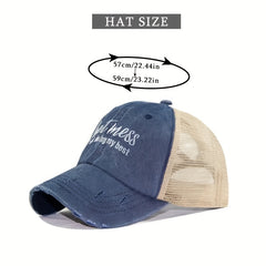 Hot Mess Embroidered Baseball Cap Washed Hole Ponytail Cap