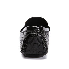 Women's Metal Chain Loafers Patent Leather Non Slip Flats