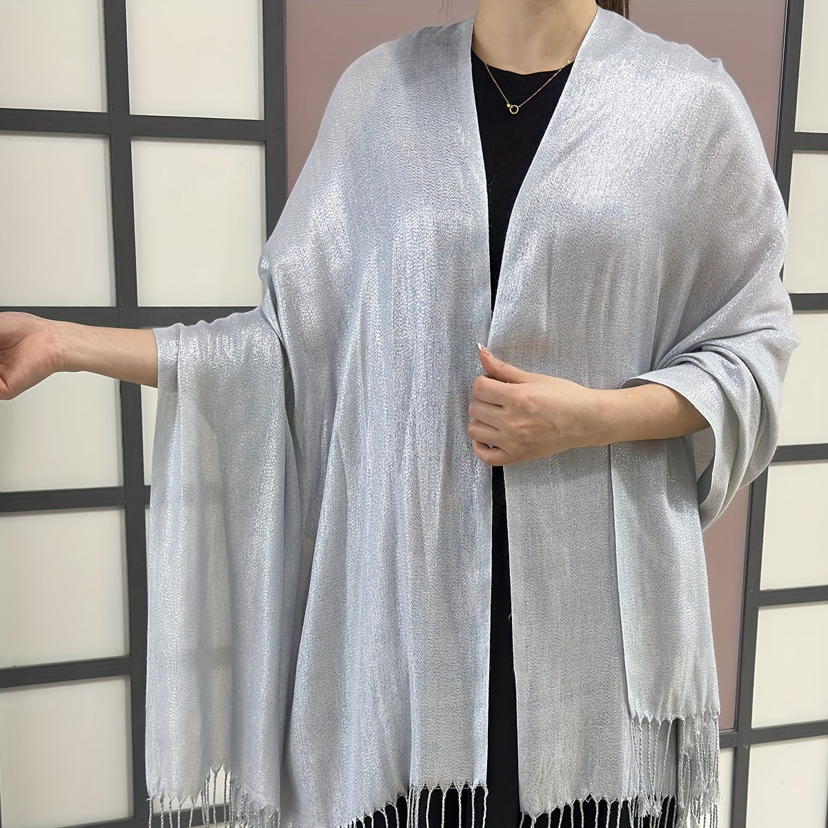 Glitter Tassel Shawl Cape Bridal Wedding Wrap