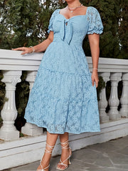  Sweetheart Neck Knot Midi Smock Wedding Dress
