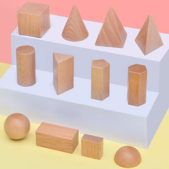 Kids' Geometric Toy Math Teaching Tools Shape Blocks Wooden Building Blocks