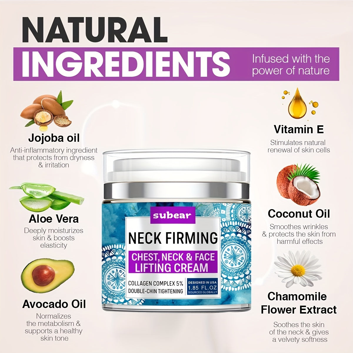 Neck Firming Cream Double Chin Reducer Retinol Collagen Hyaluronic Acid