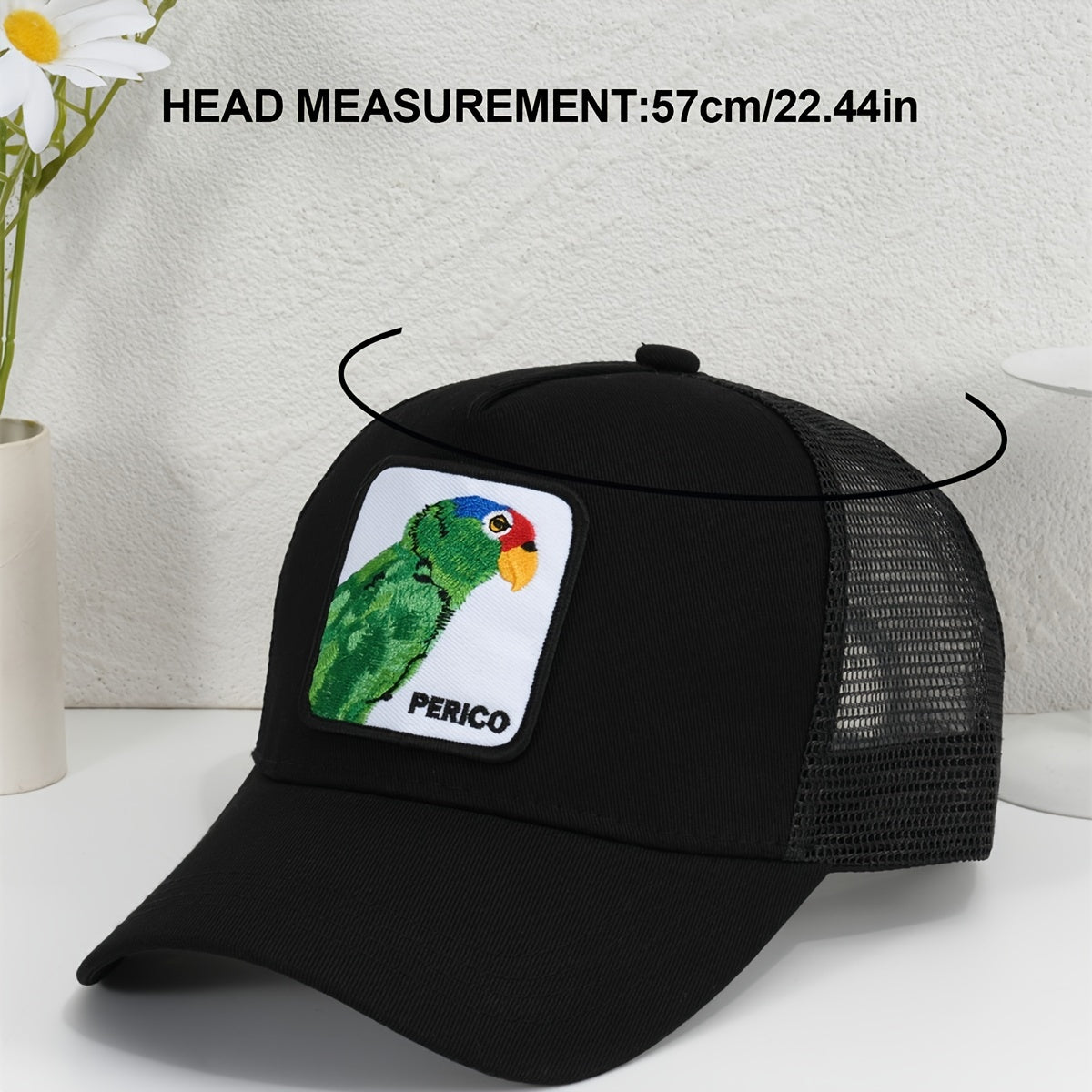 Parrot Patch Baseball Cap Mesh Trucker Hat Adjustable Sunshade Dad Hat
