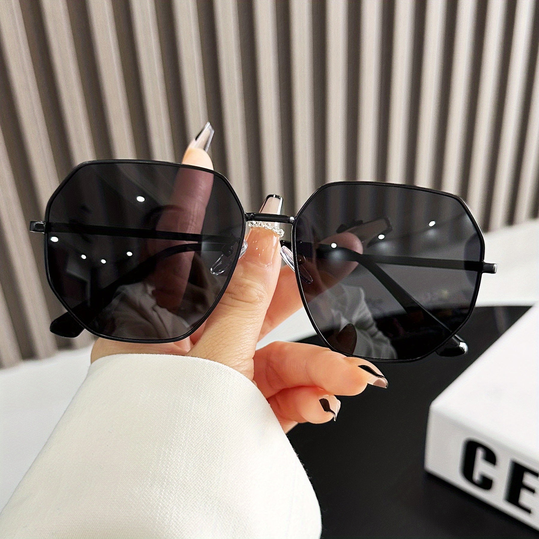 Large Polygon Sunglasses UV400 Anti Glare Sun Shades Driving Travel