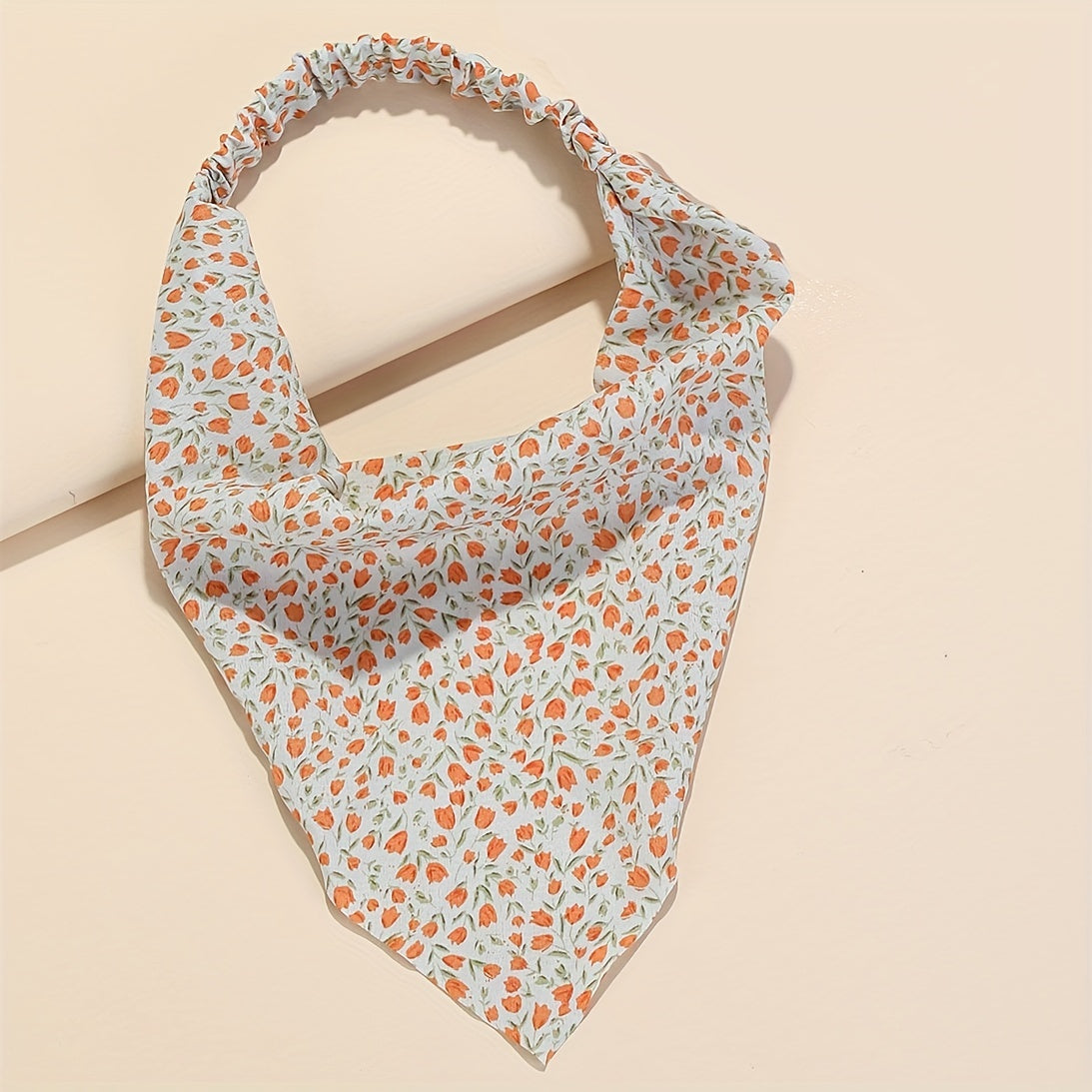 5pcs Floral Print Triangle Scarf Headband Elastic Turban Boho Bandana