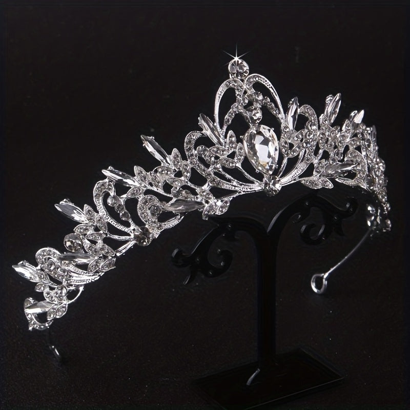 Baroque Style Rhinestone Crown Headband for Wedding