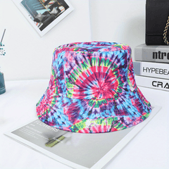 Tie Dye Circles Print Bucket Hat Boho Sunscreen Basin Hat For Women Men