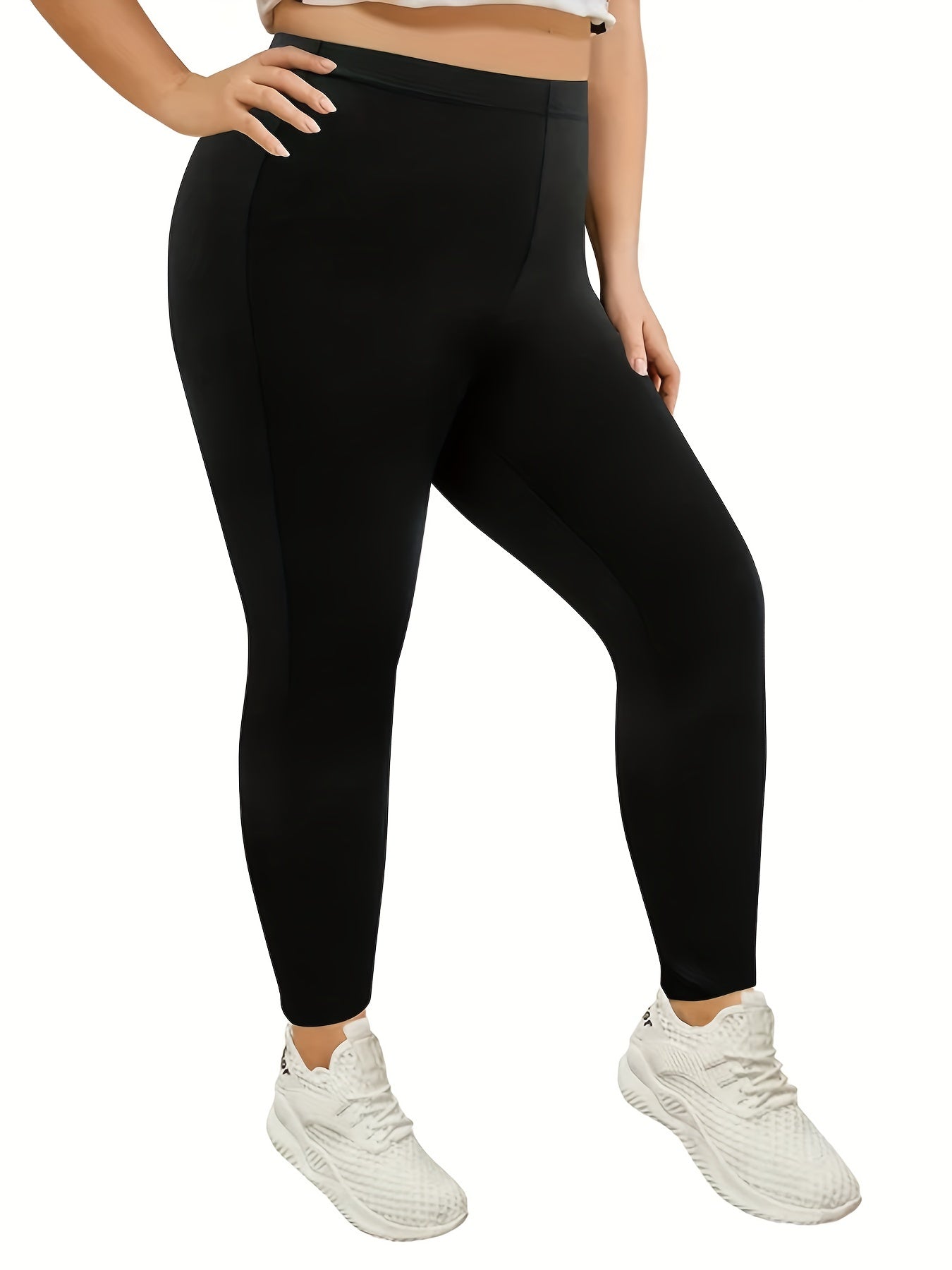  Casual Pants Women's Plus Solid High Rise Skinny Trousers
