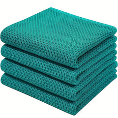 4pcs Cotton Waffle Dish Cloths Absorbent Quick Drying Dish Towels