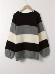  Colorblock Sweater Round Neck Jumper