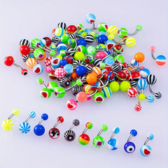 50pcs Colorful Acrylic Plastic Ball Belly Button Ring Navel Piercing Stud