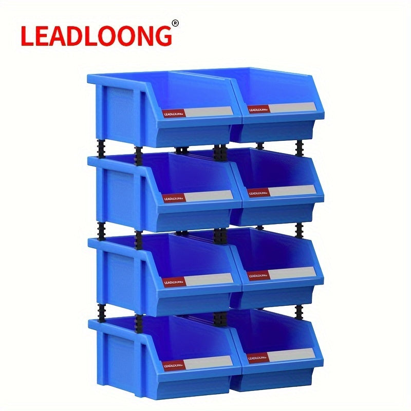 8pcs Plastic Stackable Storage Bins Parts Storage Organizer Garage Supplies