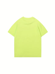 Kids Plain Cotton T Shirt Crew Neck Short Sleeve Top For Summer