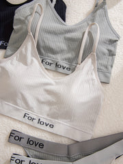 3 Sets Push Up Bra & Elastic Thongs Lingerie Set