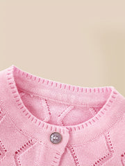 Toddler Baby Knit Cotton Cardigan Button Up Crew Neck Casual Sweater