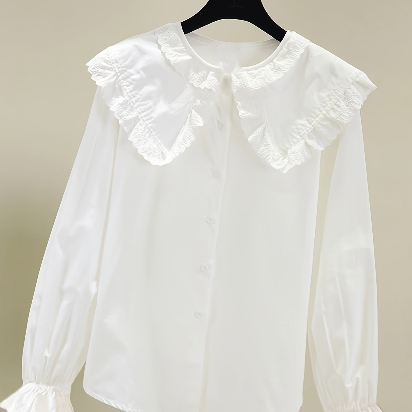 Sweet Lace Collared Button Down Shirt For Girls Autumn Spring Teen Kids Blouse