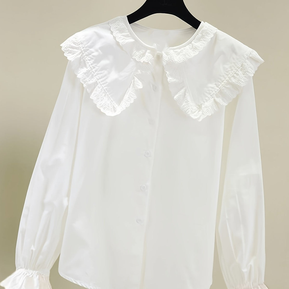 Sweet Lace Collared Button Down Shirt For Girls Autumn Spring Teen Kids Blouse