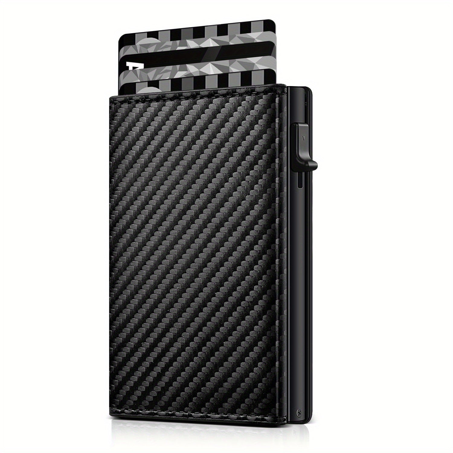 Men's Carbon Fiber RFID Blocking Card Holder with Zipper Coin Purse