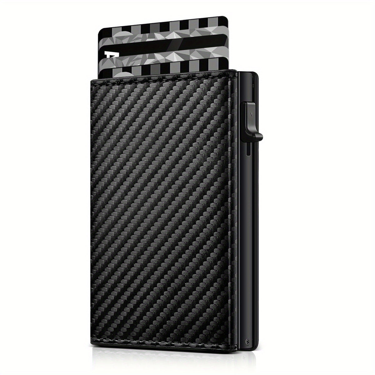 Men's Carbon Fiber RFID Blocking Card Holder with Zipper Coin Purse