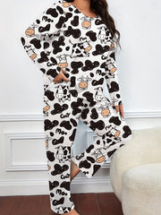  Cow Print Tee & Pants Loungewear Set