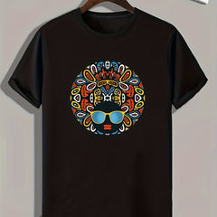 Men's Pattern Print Sports T-shirt for Fitness Activities
