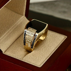 Men's Oil Drip Zircon Ring - Business Engagement Gift