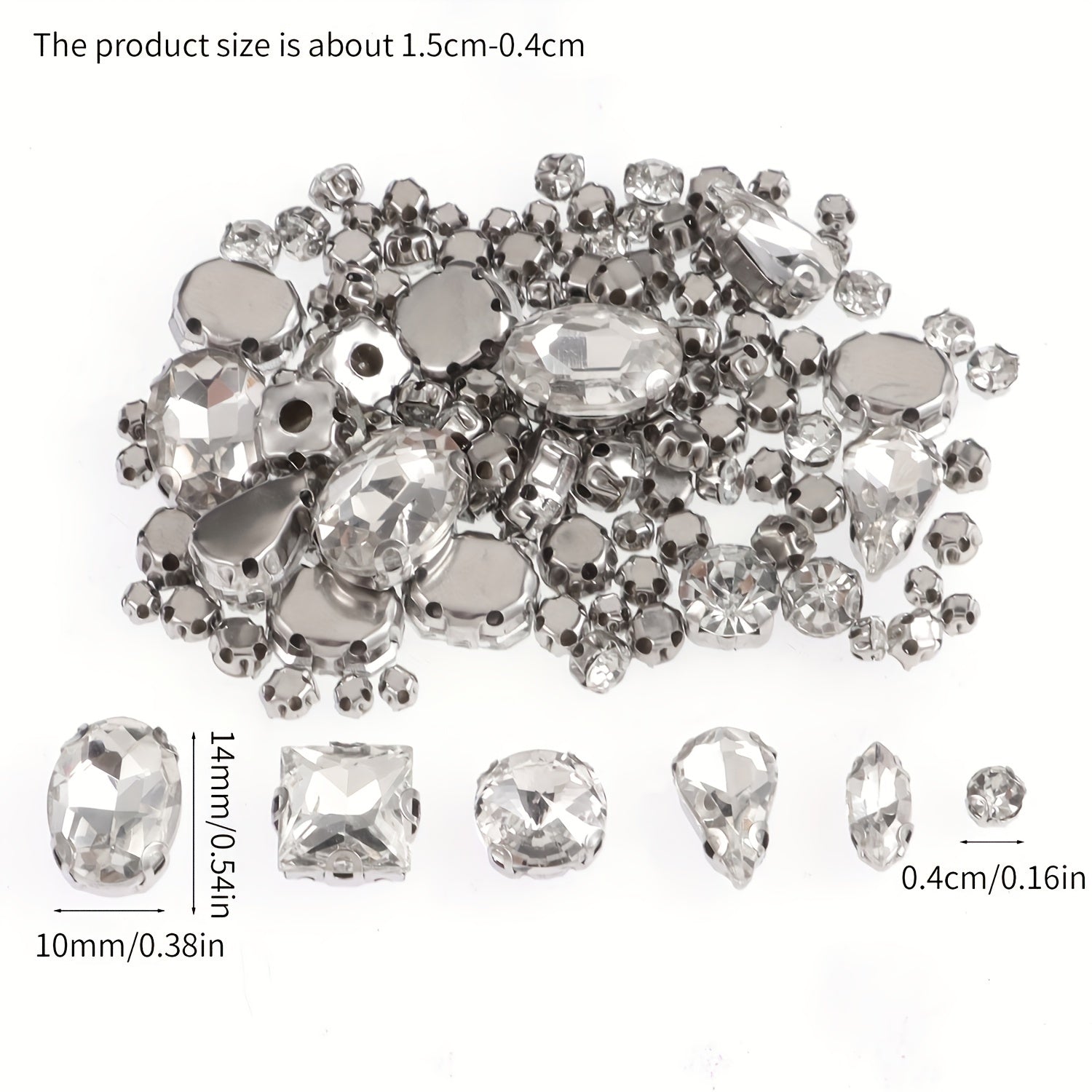 100pcs Transparent Glass Rhinestones With Metal Back