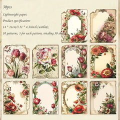 30pcs Lost Garden Series DIY Flower & Bird Material Pack