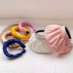Sunscreen Shell Visor Hat Wide Brim UV Protection Headband Sun Hat For Women