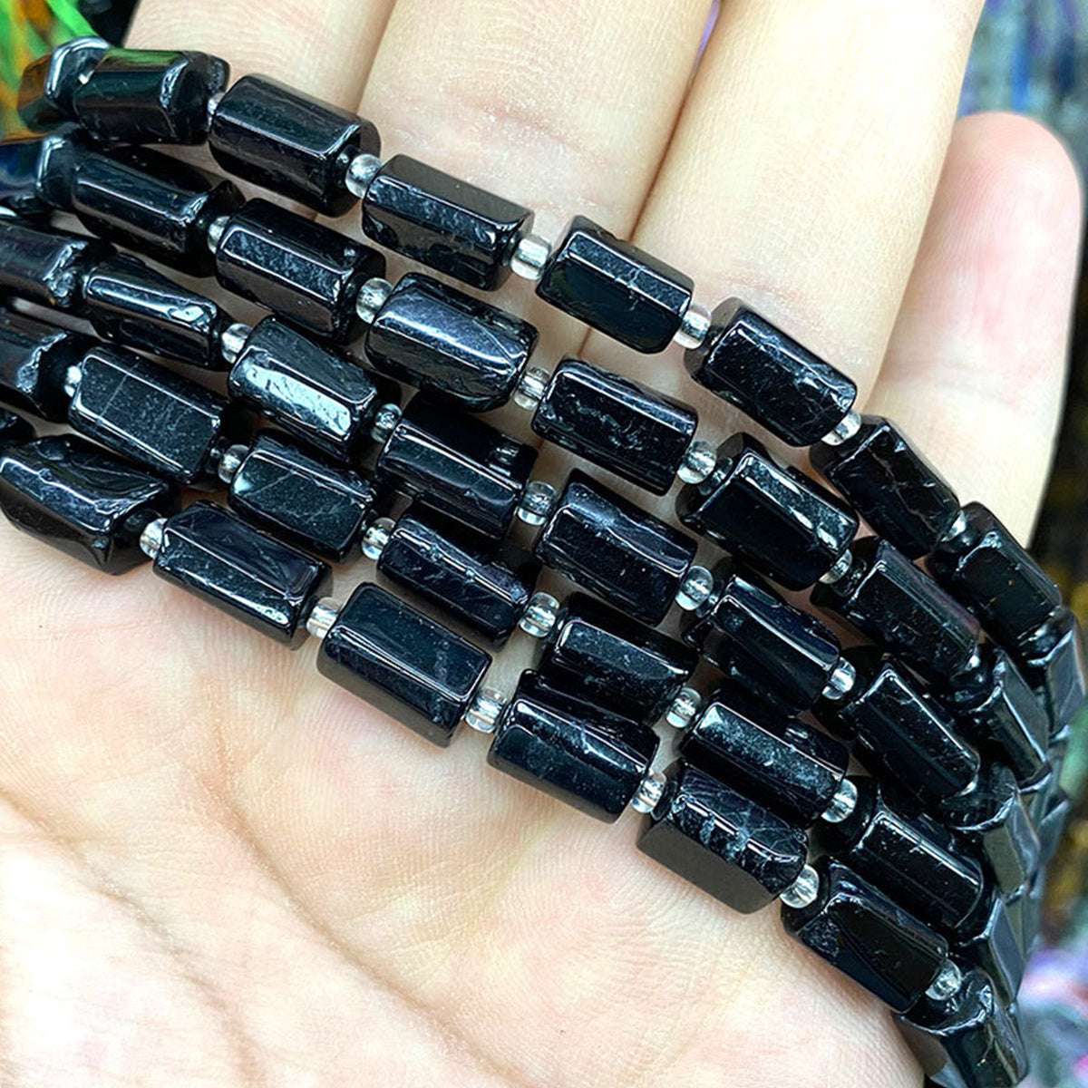 31pcs Natural Stone Cylindrical Loose Beads DIY Bracelet Jewelry Accessories
