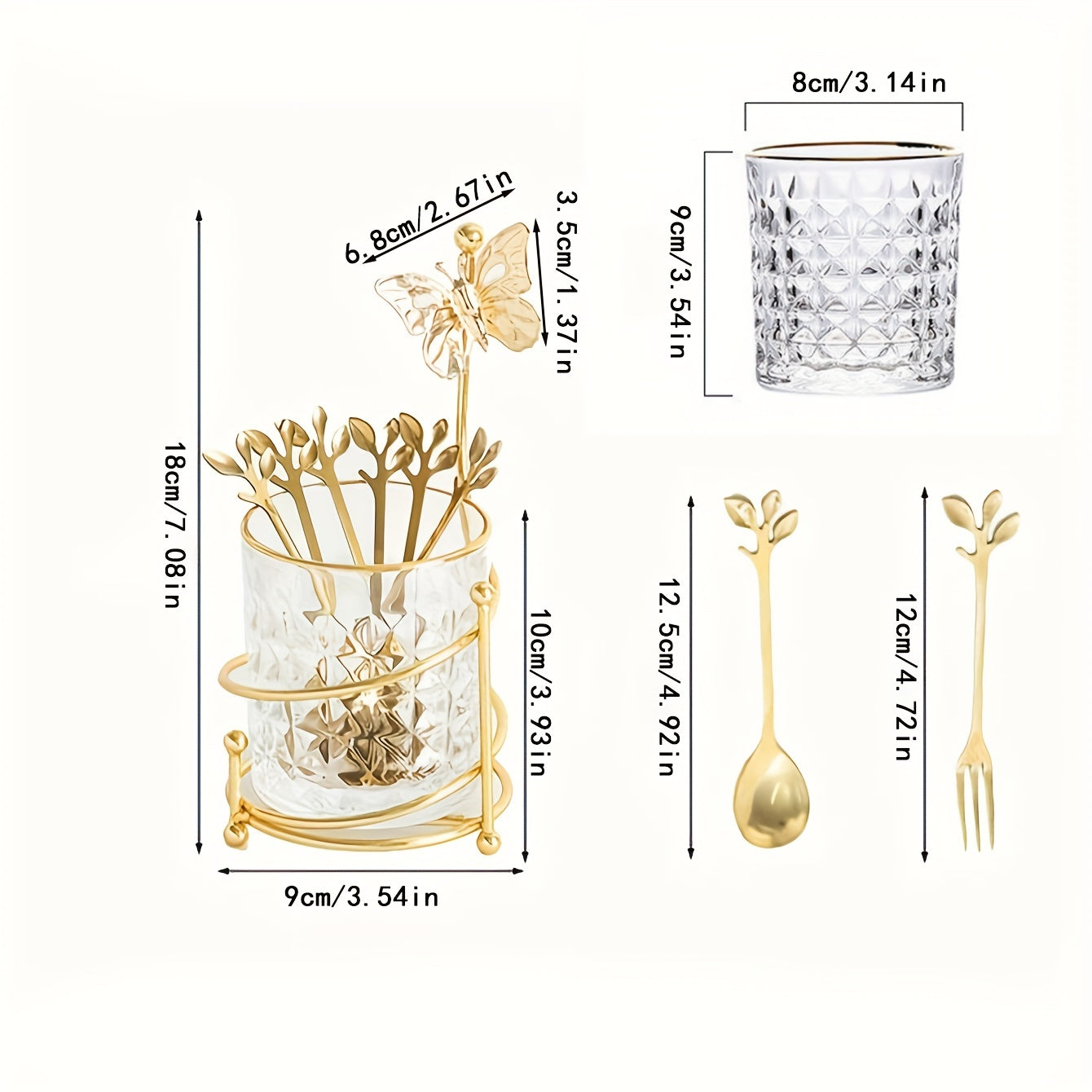 Nordic Light Stainless Steel Tableware Set with Butterfly Jar