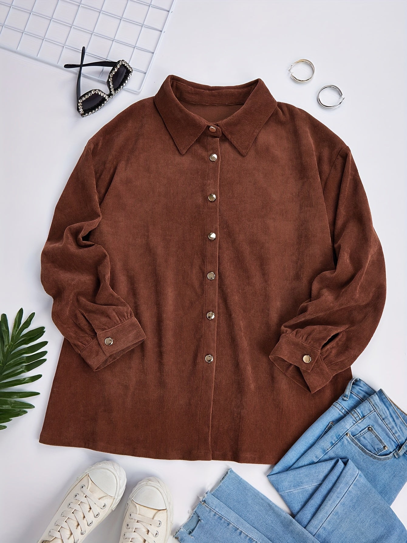 Corduroy Button Up Blouse