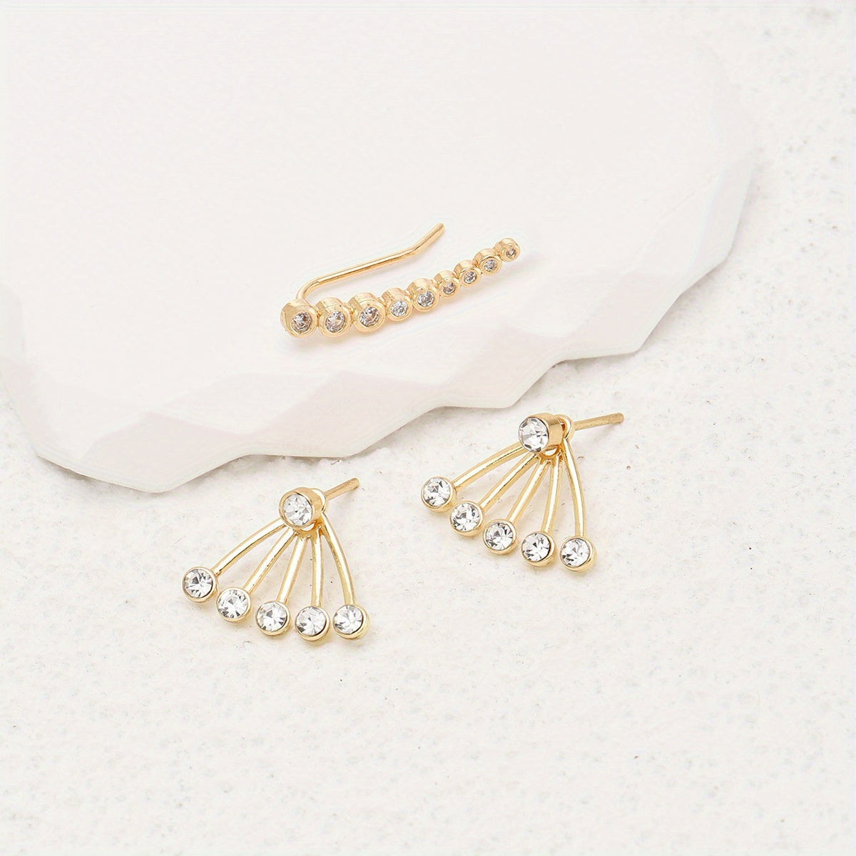 Boho Crystal Ear Jacket Earrings Rhinestone Ear Climber Jewelry