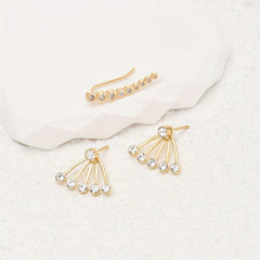 Boho Crystal Ear Jacket Earrings Rhinestone Ear Climber Jewelry