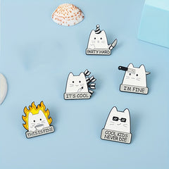 Funny Cat Enamel Lapel Pin Brooch for Men