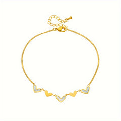 Stainless Steel Heart Pendant Bracelet Golden Anklet